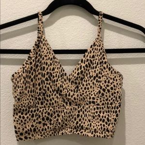 Brandy Melville crop cheetah print top